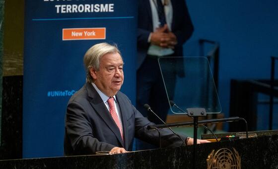 Генеральный секретарь Антониe Гутерриш выступает на Четвертой конференции высокого уровня по борьбе с терроризмом.